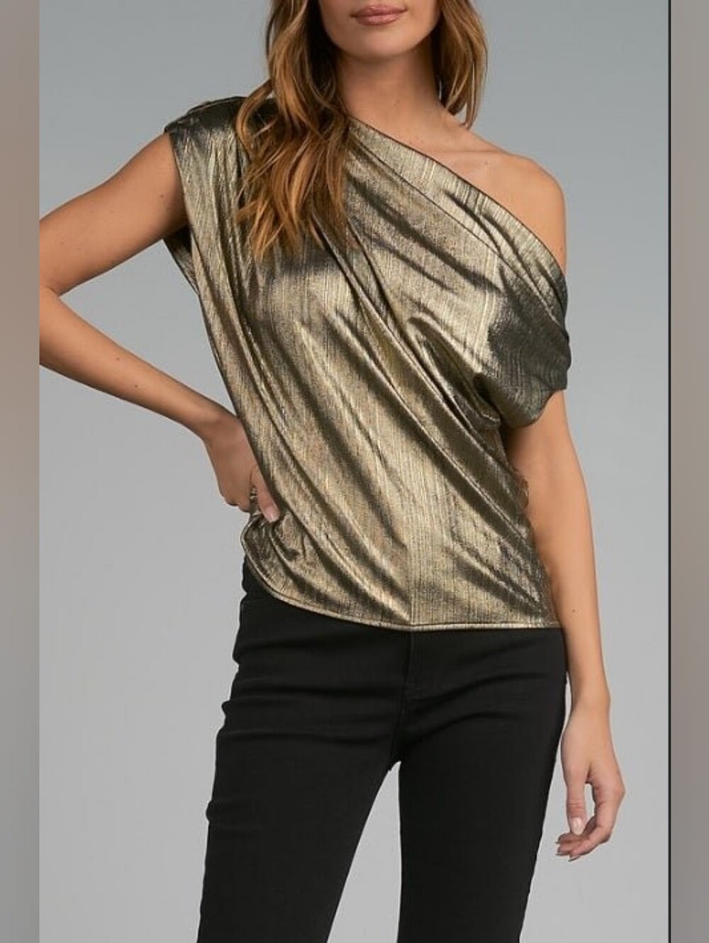 Elan Gold Off-Shoulder Top Sz S NWT